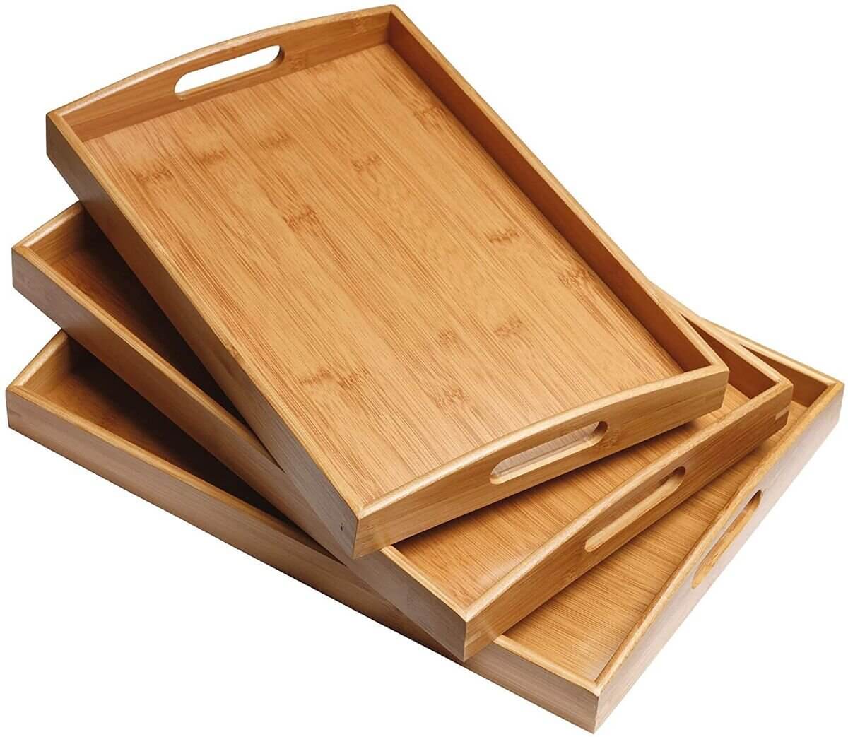 3 Piece Classy Bamboo Tray Set