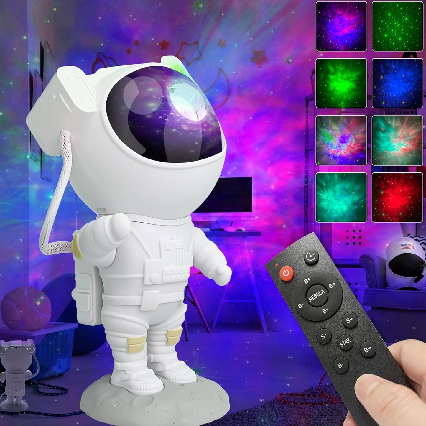 360 Degree Rotating Magnetic Head Astronaut Galaxy Projector