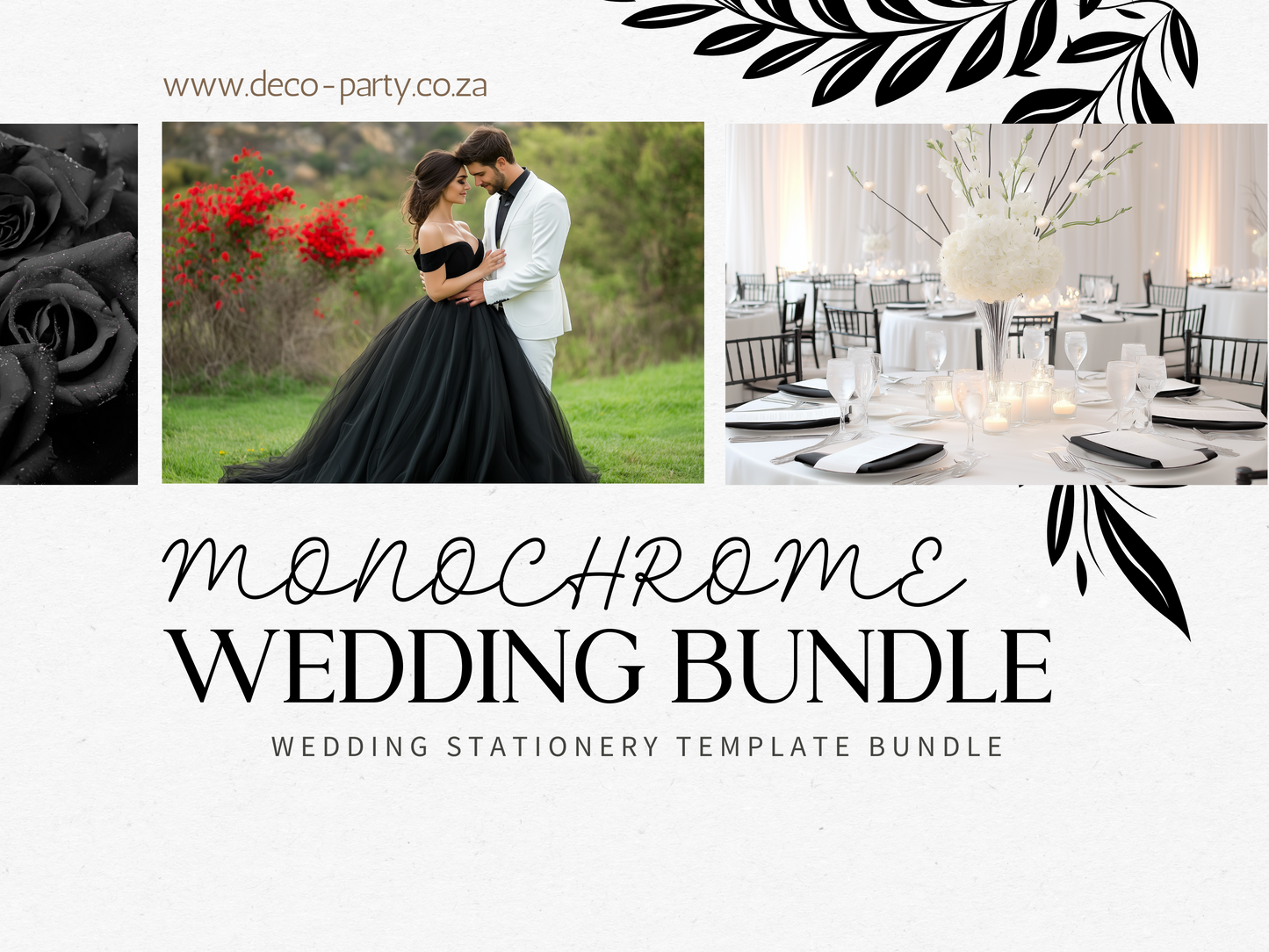 Monochrome Minimalist Wedding Theme Printable Template | Canva Templates