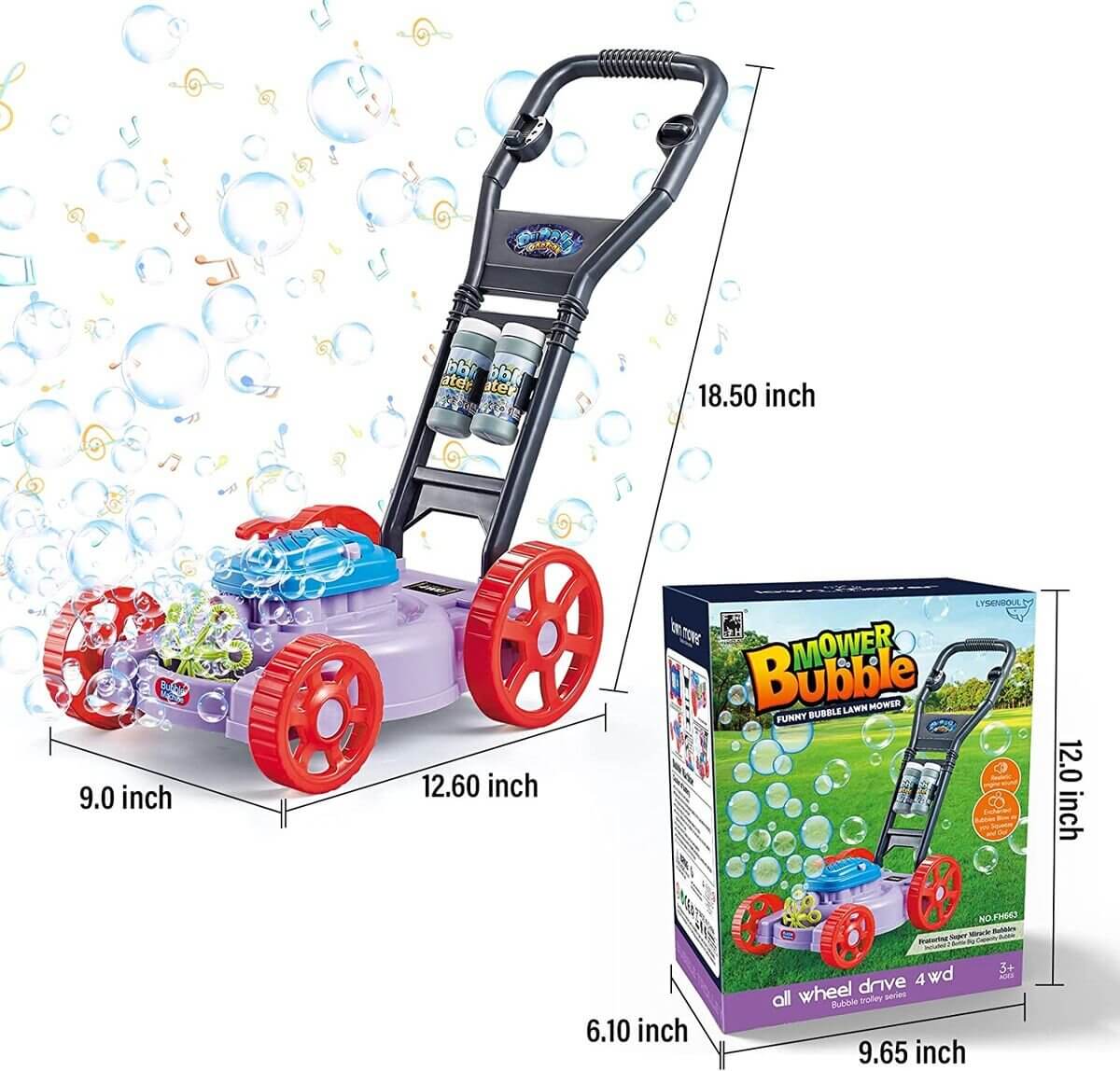 Children Interactive Musical Bubble Lawn Mower Push Along Toy