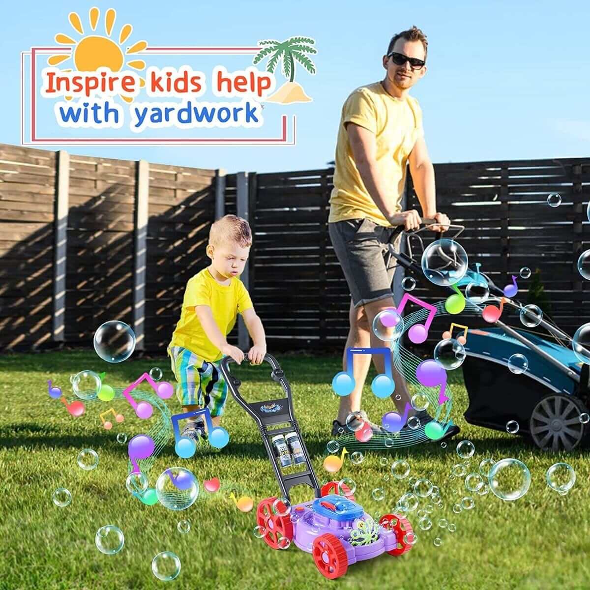 Children Interactive Musical Bubble Lawn Mower Push Along Toy