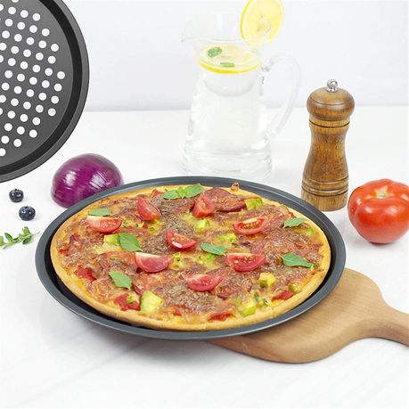3 Pieces Of Non Stick Round Pizza Pan Tray With Rack