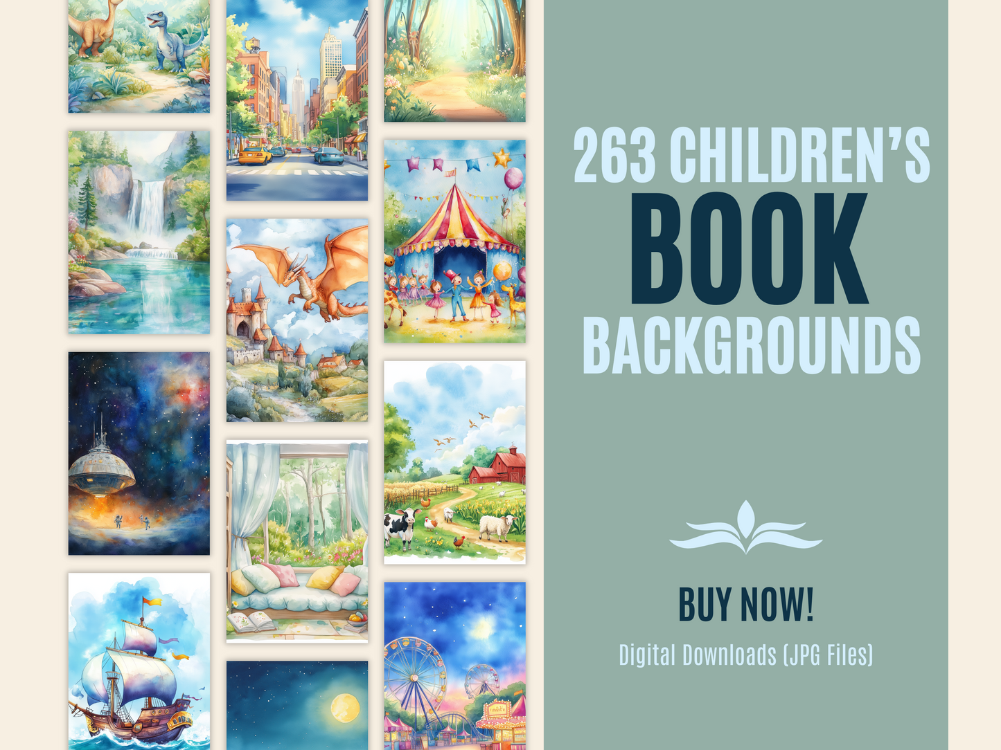 263 Watercolor Background Illustrations Bundle Royalty-Free Art for Kids' Book Designs| Digital Art Creations