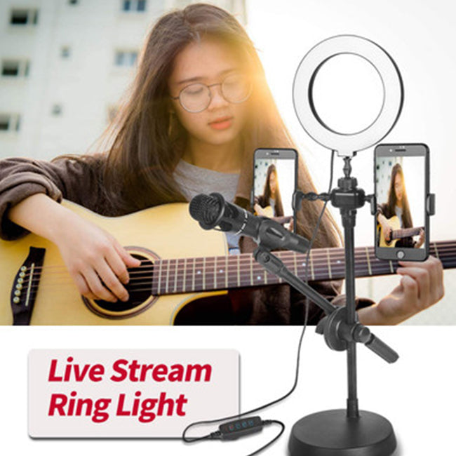 Mobile Phone Stand Ring Light 16cm with Microphone Holder