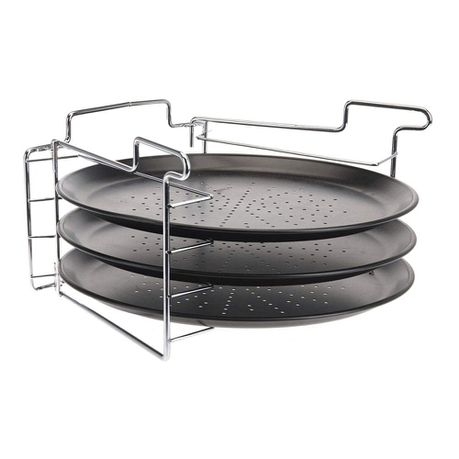 3 Pieces Of Non Stick Round Pizza Pan Tray With Rack