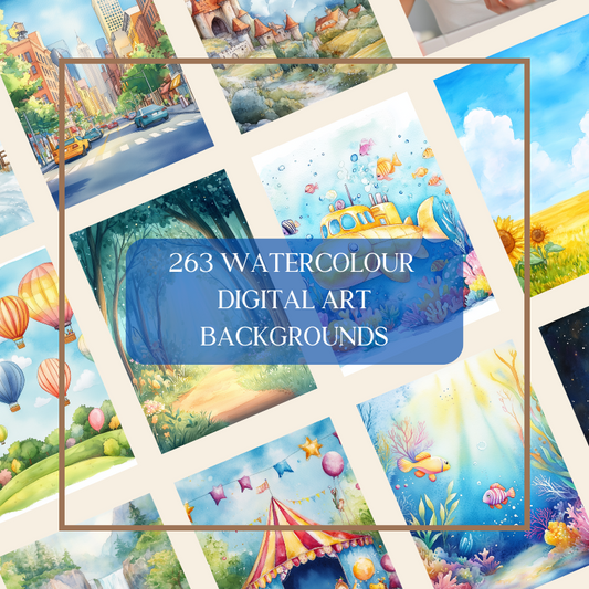 263 Watercolor Background Illustrations Bundle  Royalty-Free Art for Kids' Book Designs| Digital Art Creations