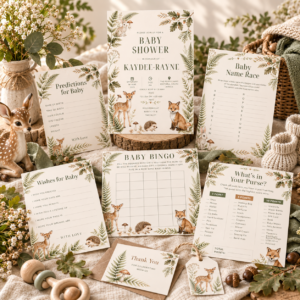 Woodland Nook — Baby Shower Keepsake Suite
